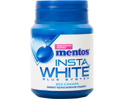 Жевательная резинка MENTOS Insta white Blue System со вкусом перечной мяты, 50г, Россия, 50 г