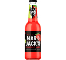 Напиток пивной MAX&JACK'S Strawberry Lime Клубника, лайм нефильтрованный пастеризованный 4,7%, 0.4л, Россия, 0.4 L