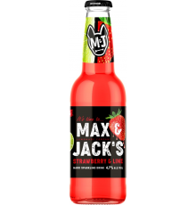 Напиток пивной MAX&JACK'S Strawberry Lime Клубника, лайм нефильтрованный пастеризованный 4,7%, 0.4л, Россия, 0.4 L