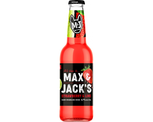 Напиток пивной MAX&JACK'S Strawberry Lime Клубника, лайм нефильтрованный пастеризованный 4,7%, 0.4л, Россия, 0.4 L