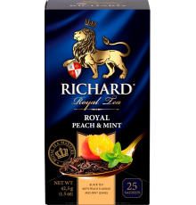 Чай черный RICHARD Royal Peach&Mint арома, 25пак, Россия, 25 пак