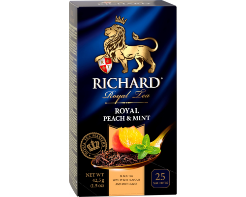 Чай черный RICHARD Royal Peach&Mint арома, 25пак, Россия, 25 пак