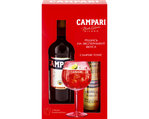 Ликер десертный аперитив CAMPARI + Напиток FRANKLIN SONS Natural Indian 3x0.15л, 0.75л, Нидерланды, 0.75 L