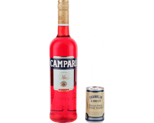 Ликер десертный аперитив CAMPARI + Напиток FRANKLIN SONS Natural Indian 3x0.15л, 0.75л, Нидерланды, 0.75 L