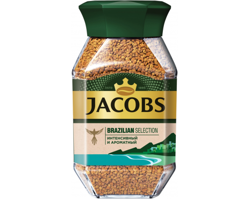 Кофе растворимый JACOBS Brazilian Selection натуральный сублимированный, 180г, Россия, 180 г