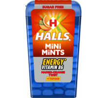 Конфеты HALLS Mini mints mango-orange twist c витамином B6 и экстрактом гуараны, 12,5г, Турция, 12,5 г