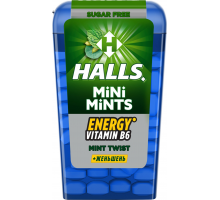 Конфеты HALLS Mini mints mint twist c витамином B6 и экстрактом женьшеня, 12,5г, Турция, 12,5 г