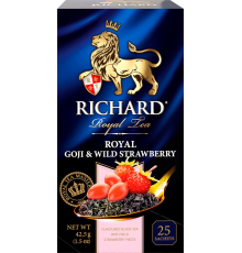 Чай черный RICHARD Royal Goji&Wild Strawberry арома, 25пак, Россия, 25 саш