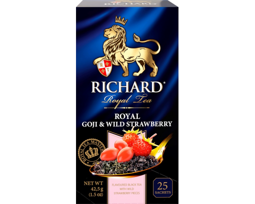 Чай черный RICHARD Royal Goji&Wild Strawberry арома, 25пак, Россия, 25 саш