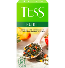 Чай зеленый TESS Flirt с кусочками персика и клубники, 25пак, Россия, 25 пак