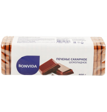 Печенье сахарное BONVIDA Шоколадное, 400г, Россия, 400 г