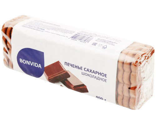 Печенье сахарное BONVIDA Шоколадное, 400г, Россия, 400 г