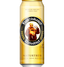 Пиво FRANZISKANER Premium Hefe-Weissbier пшеничное нефил.паст.осв.алк.5% ж/б, Россия, 0.45 L