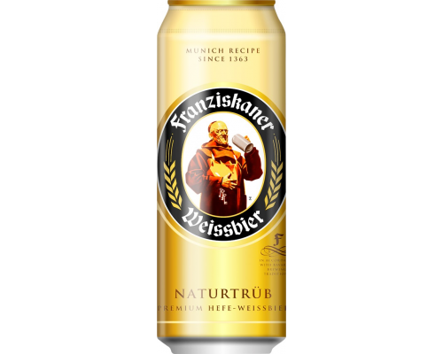 Пиво FRANZISKANER Premium Hefe-Weissbier пшеничное нефил.паст.осв.алк.5% ж/б, Россия, 0.45 L