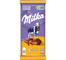 Шоколад молочный MILKA с карамельной начинкой, 90г, Россия, 90 г