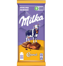 Шоколад молочный MILKA с карамельной начинкой, 90г, Россия, 90 г