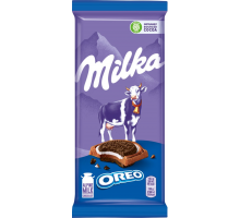 Шоколад молочный MILKA Oreo с круглым печеньем и начинкой со вкусом ванили, 92г, Венгрия, 92 г