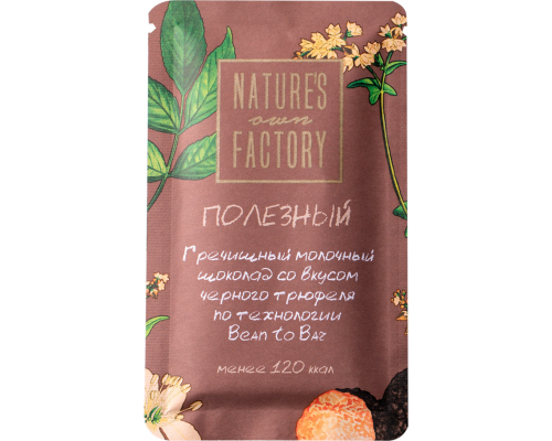 Шоколад молочный NATURES OWN FACTORY Гречишный со вкусом черного трюфеля, 20г, Россия, 20 г