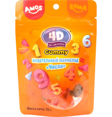 Мармелад жевательный 4D GUMMY Числа, 72г, Китай, 72 г