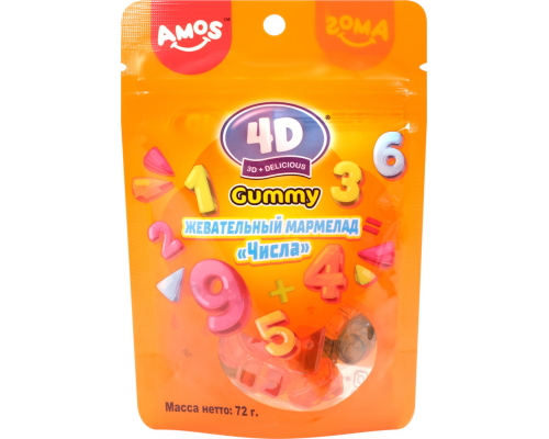 Мармелад жевательный 4D GUMMY Числа, 72г, Китай, 72 г