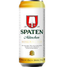 Пиво светлое SPATEN MUNCHEN Хеллес пастер. алк.5,2% ж/б, Россия, 0.45 L