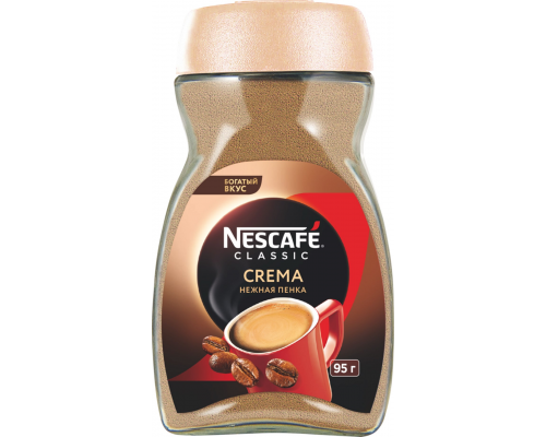 Кофе растворимый NESCAFE Classic Crema натуральный порошкообразный, ст/б, 95г, Россия, 95 г