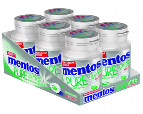 Жевательная резинка MENTOS Pure white со вкусом нежной мяты, 54г, Россия, 54 г