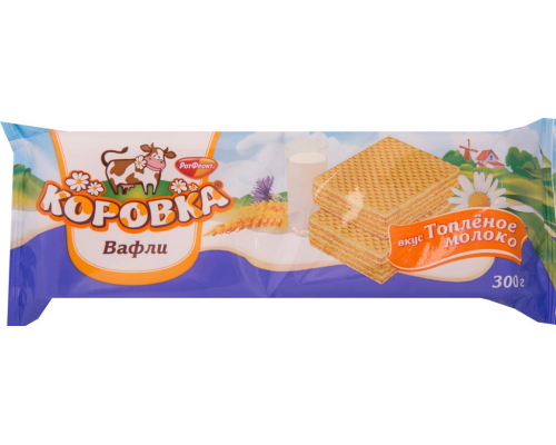 Вафли РОТ ФРОНТ Коровка вкус топленое молоко, 300г, Россия, 300 г