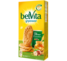 Печенье BELVITA Утреннее Мед и фундук, 225г, Россия, 225 г