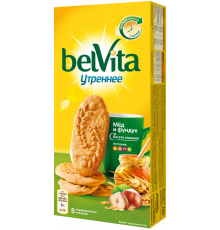 Печенье BELVITA Утреннее Мед и фундук, 225г, Россия, 225 г