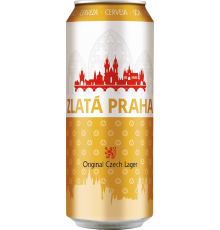 Пиво светлое ZLATA PRAHA фильтрованное пастеризованное, 4,7%, ж/б, 0.5л, Чехия, 0.5 L