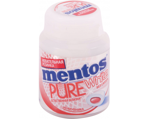 Жевательная резинка MENTOS Pure white со вкусом клубники, 54г, Россия, 54 г