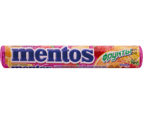 Драже жевательное MENTOS ассорти фруктовых вкусов, 37г, Россия, 37 г