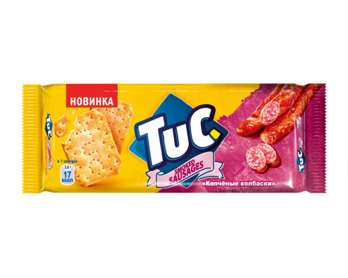 Крекер TUC Smoked sausages Копченые колбаски, 100г, Россия, 100 г